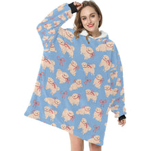 Load image into Gallery viewer, Fluffy Maltese Bliss with Bows Blanket Hoodie-16