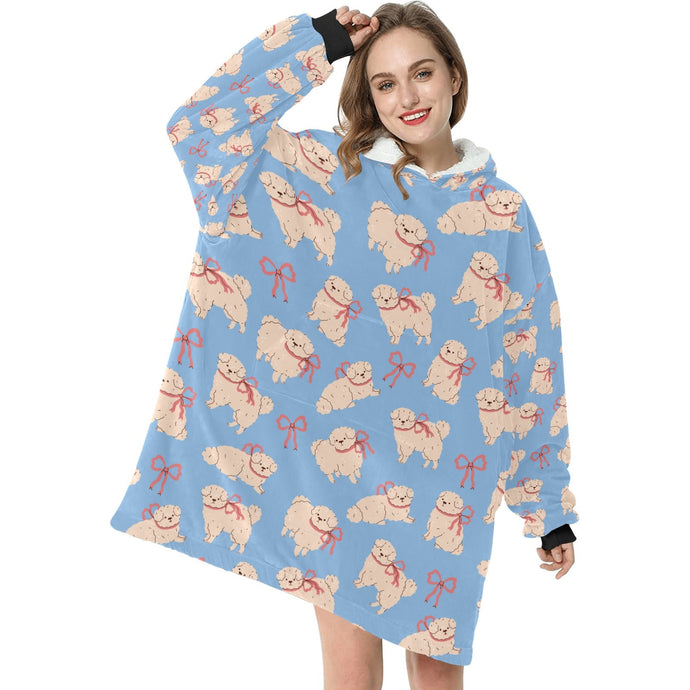 Fluffy Maltese Bliss with Bows Blanket Hoodie-16