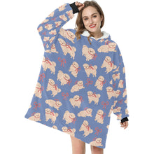 Load image into Gallery viewer, Fluffy Maltese Bliss with Bows Blanket Hoodie-19