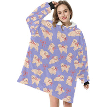 Load image into Gallery viewer, Fluffy Maltese Bliss with Bows Blanket Hoodie-27
