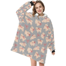 Load image into Gallery viewer, Fluffy Maltese Bliss with Bows Blanket Hoodie-32