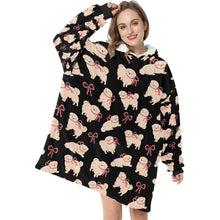 Load image into Gallery viewer, Fluffy Maltese Bliss with Bows Blanket Hoodie-34