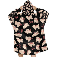 Load image into Gallery viewer, Fluffy Maltese Bliss with Bows Blanket Hoodie-36