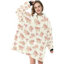 Load image into Gallery viewer, Fluffy Maltese Bliss with Bows Blanket Hoodie-4