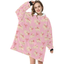 Load image into Gallery viewer, Fluffy Maltese Bliss with Bows Blanket Hoodie-7