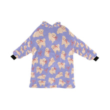 Load image into Gallery viewer, Fluffy Maltese Bliss with Bows Blanket Hoodie-CornflowerBlue_1-ONE SIZE-25