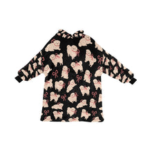 Load image into Gallery viewer, Fluffy Maltese Bliss with Bows Blanket Hoodie-Black-ONE SIZE-33