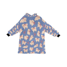 Load image into Gallery viewer, Fluffy Maltese Bliss with Bows Blanket Hoodie-CornflowerBlue-ONE SIZE-17