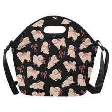 Load image into Gallery viewer, Fluffy Maltese Bliss with Bows Neoprene Lunch Bag-Black-ONESIZE-41