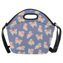 Load image into Gallery viewer, Fluffy Maltese Bliss with Bows Neoprene Lunch Bag-CornflowerBlue-ONESIZE-20