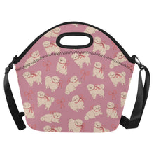 Load image into Gallery viewer, Fluffy Maltese Bliss with Bows Neoprene Lunch Bag-PaleVioletRed-ONESIZE-11