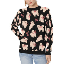 Load image into Gallery viewer, Fluffy Maltese Bliss with Bows Sweatshirt for Women-Midnight Black-XS-36