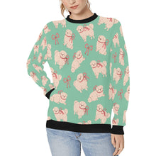 Load image into Gallery viewer, Fluffy Maltese Bliss with Bows Sweatshirt for Women-Mint Green-XS-21
