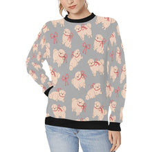 Load image into Gallery viewer, Fluffy Maltese Bliss with Bows Sweatshirt for Women-Parisian Gray-XS-28