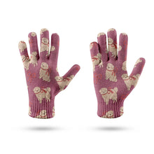 Load image into Gallery viewer, Fluffy Bichon Bliss with Bows Touch Screen Gloves-Accessories-Accessories, Dog Dad Gifts, Dog Mom Gifts, Gloves-10