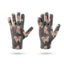 Load image into Gallery viewer, Fluffy Bichon Bliss with Bows Touch Screen Gloves-Accessories-Accessories, Dog Dad Gifts, Dog Mom Gifts, Gloves-11