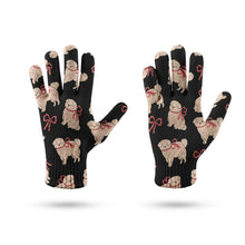 Load image into Gallery viewer, Fluffy Bichon Bliss with Bows Touch Screen Gloves-Accessories-Accessories, Dog Dad Gifts, Dog Mom Gifts, Gloves-13