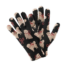 Load image into Gallery viewer, Fluffy Bichon Bliss with Bows Touch Screen Gloves-Accessories-Accessories, Dog Dad Gifts, Dog Mom Gifts, Gloves-Black-5
