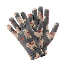 Load image into Gallery viewer, Fluffy Bichon Bliss with Bows Touch Screen Gloves-Accessories-Accessories, Dog Dad Gifts, Dog Mom Gifts, Gloves-Gray-4
