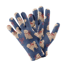 Load image into Gallery viewer, Fluffy Bichon Bliss with Bows Touch Screen Gloves-Accessories-Accessories, Dog Dad Gifts, Dog Mom Gifts, Gloves-Navy-3