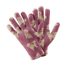 Load image into Gallery viewer, Fluffy Bichon Bliss with Bows Touch Screen Gloves-Accessories-Accessories, Dog Dad Gifts, Dog Mom Gifts, Gloves-Rose gold-2