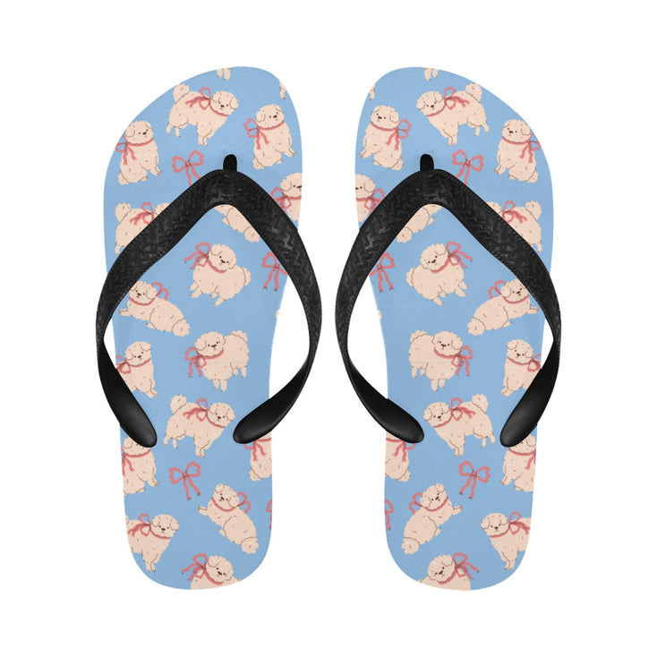Fluffy Maltese Bliss with Bows Unisex Slippers-11