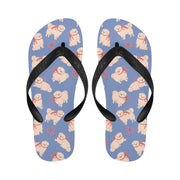 Fluffy Maltese Bliss with Bows Unisex Slippers-13