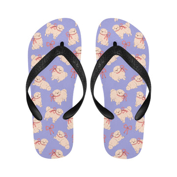Fluffy Maltese Bliss with Bows Unisex Slippers-19