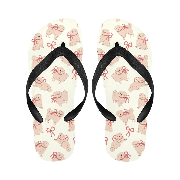 Fluffy Maltese Bliss with Bows Unisex Slippers-4