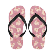 Load image into Gallery viewer, Fluffy Maltese Bliss with Bows Unisex Slippers-6