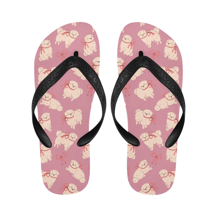 Fluffy Maltese Bliss with Bows Unisex Slippers-6