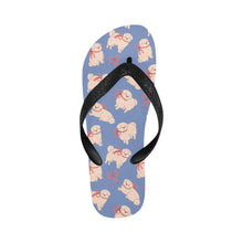 Load image into Gallery viewer, Fluffy Maltese Bliss with Bows Unisex Slippers-CornflowerBlue-S-12