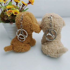 Image of two goldendoodle keychains - back view