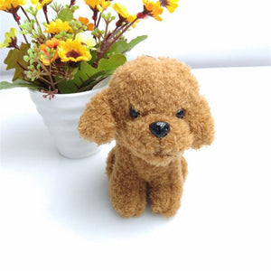 Image of a brown goldendoodle keychain - front view