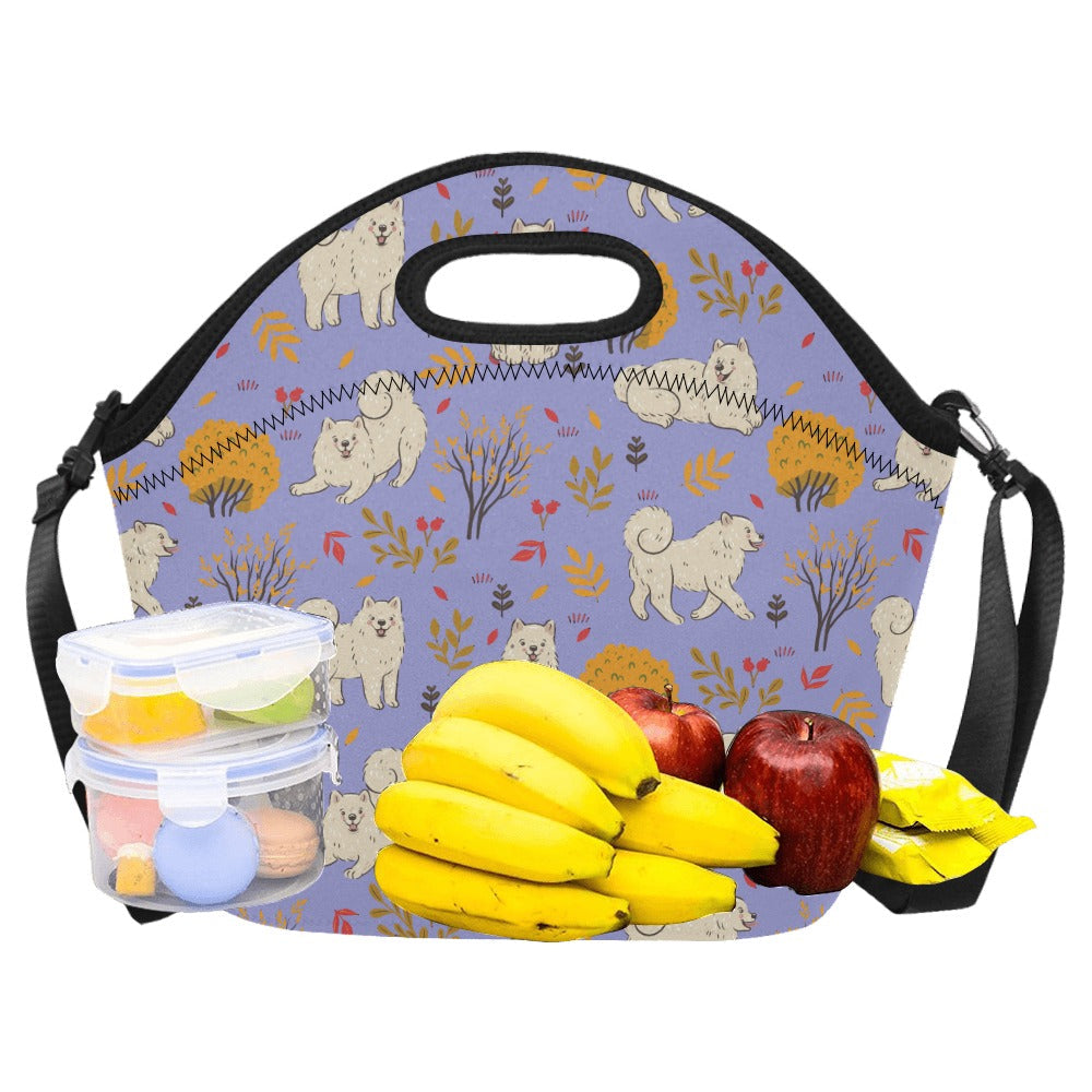 Fluffy Samoyeds In Autumn Bliss Neoprene Lunch Bag