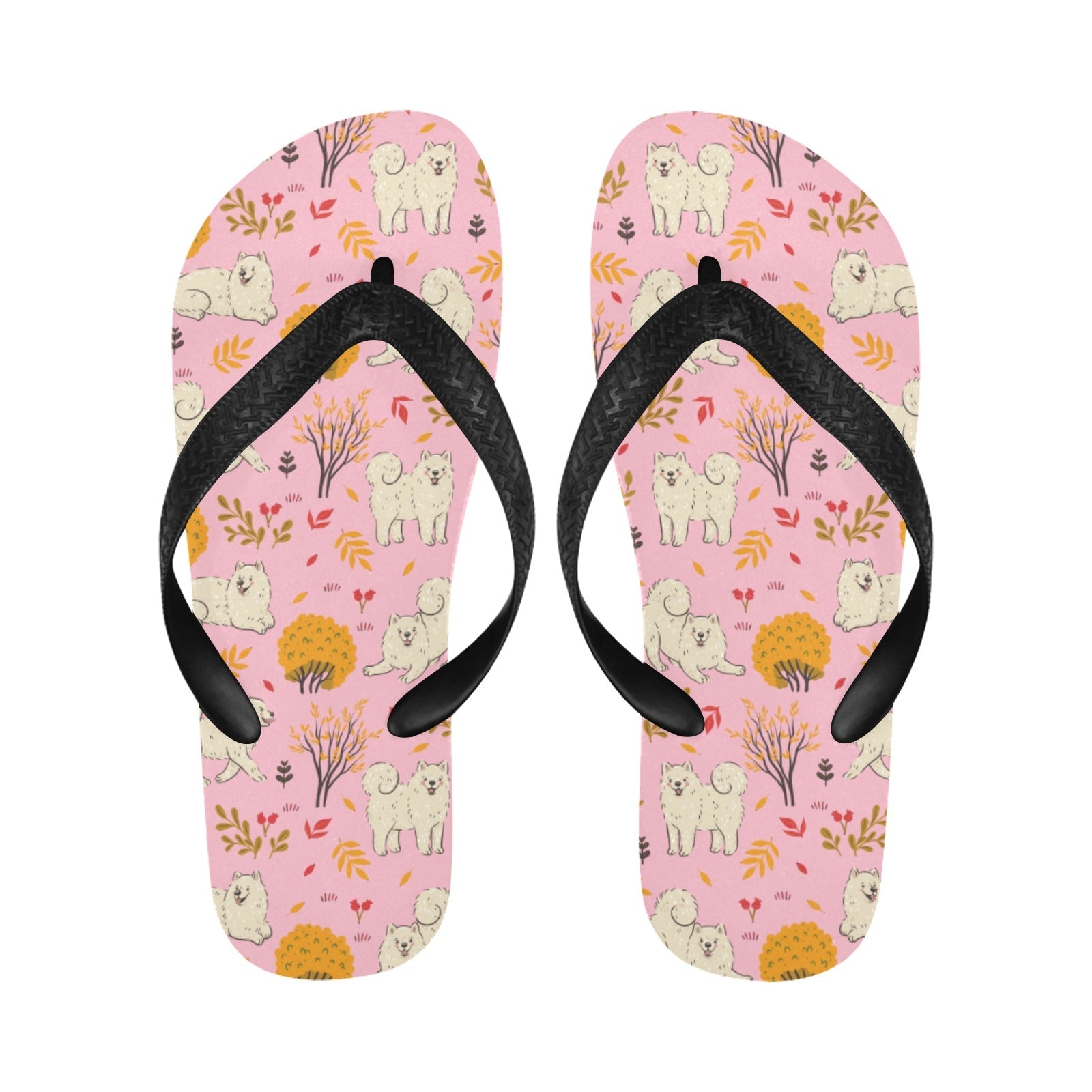Fluffy Samoyeds In Autumn Bliss Unisex Slippers 11