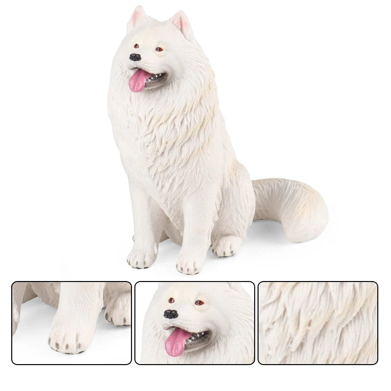 Fluffy White Samoyed Dog Figurine Sitting Pose 2