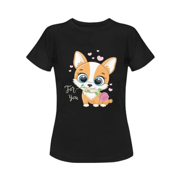 For You Corgi Women's Cotton T-Shirt-Apparel-Apparel, Corgi, Shirt, T Shirt-5