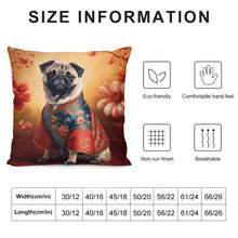 Load image into Gallery viewer, Forbidden City Fawn Pug Plush Pillow Case-Cushion Cover-Dog Dad Gifts, Dog Mom Gifts, Home Decor, Pillows, Pug-12 &quot;×12 &quot;-White-1