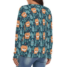 Load image into Gallery viewer, Forest Gremlin Pomeranian Women's V-Neck Christmas Sweater-Apparel-Apparel,Christmas,Dog Mom Gifts,Pomeranian,Sweater,Sweatshirt-2