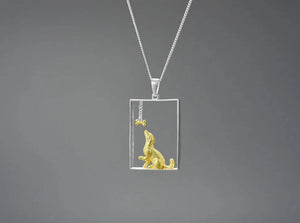 Framed 3D Golden Retriever Silver Necklace and Pendant-Dog Themed Jewellery-Golden Retriever, Jewellery, Necklace, Pendant-6