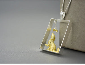 Framed 3D Golden Retriever Silver Necklace and Pendant-Dog Themed Jewellery-Golden Retriever, Jewellery, Necklace, Pendant-7