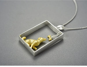 Framed 3D Golden Retriever Silver Necklace and Pendant-Dog Themed Jewellery-Golden Retriever, Jewellery, Necklace, Pendant-9