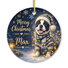 Load image into Gallery viewer, French Bulldog Christmas Ornament - Cozy Winter Pet Portrait Design - Personalize with Photo and Name-Christmas Ornament-Christmas,Christmas Ornament,Personalize Artwork-3