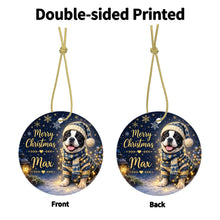 Load image into Gallery viewer, French Bulldog Christmas Ornament - Cozy Winter Pet Portrait Design - Personalize with Photo and Name-Christmas Ornament-Christmas,Christmas Ornament,Personalize Artwork-4