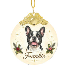 Load image into Gallery viewer, French Bulldog Christmas Ornament - Gold Crown Dog Portrait - Personalized with Photo and Name-Christmas Ornament-Christmas,Christmas Ornament,Personalize Artwork-3