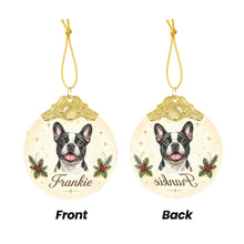 Load image into Gallery viewer, French Bulldog Christmas Ornament - Gold Crown Dog Portrait - Personalized with Photo and Name-Christmas Ornament-Christmas,Christmas Ornament,Personalize Artwork-5