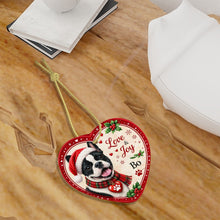 Load image into Gallery viewer, French Bulldog Christmas Ornament - Love &amp; Joy Heart Shaped Portrait - Personalized with Name-Christmas Ornament-Christmas,French Bulldog,Personalize Artwork-7