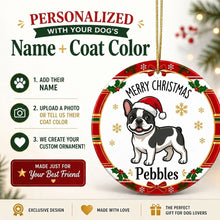 Load image into Gallery viewer, French Bulldog Christmas Ornament - Personalized Whimsical Holiday Cartoon Art Design - with Name-Christmas Ornament-Christmas,French Bulldog,Personalize Artwork-2