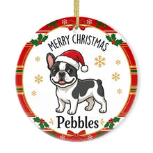 Load image into Gallery viewer, French Bulldog Christmas Ornament - Personalized Whimsical Holiday Cartoon Art Design - with Name-Christmas Ornament-Christmas,French Bulldog,Personalize Artwork-3